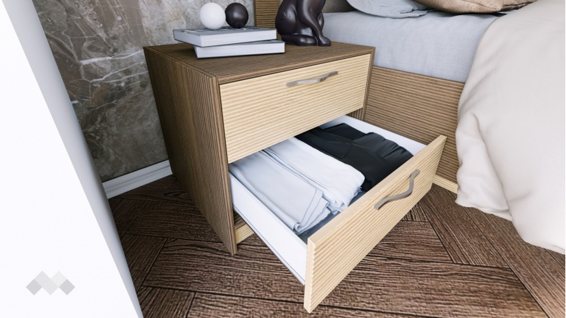 Спалня с нощни шкафчета 160/200 Мирела с включен матрак Бонел 160/200 дъб линеа с орех линеа - изглед 4