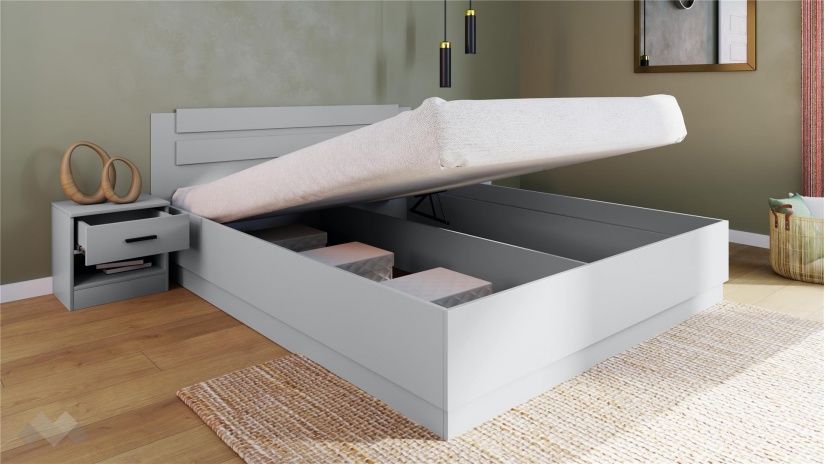 Спалня с нощни шкафчета 160/200 Скай с включен матрак Бонел 160/200 нардо сив - изглед 2