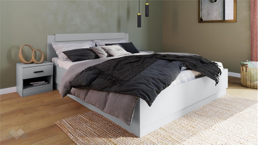 Спалня с нощни шкафчета 160/200 Скай с включен матрак Бонел 160/200 нардо сив - изглед 1