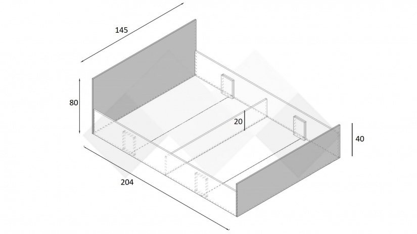 Спалня 140/200 Селтик с включен матрак Бонел 140/200 келтски дъб със светло сиво - изглед 3 - МебелМаг Спалня 140/200 Селтик с включен матрак Бонел 140/200 келтски дъб със светло сиво - изглед 3