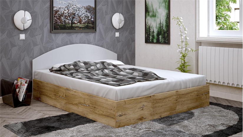 Спалня 160/200 Селтик с включен матрак Бонел 160/200 келтски дъб със светло сиво - изглед 1