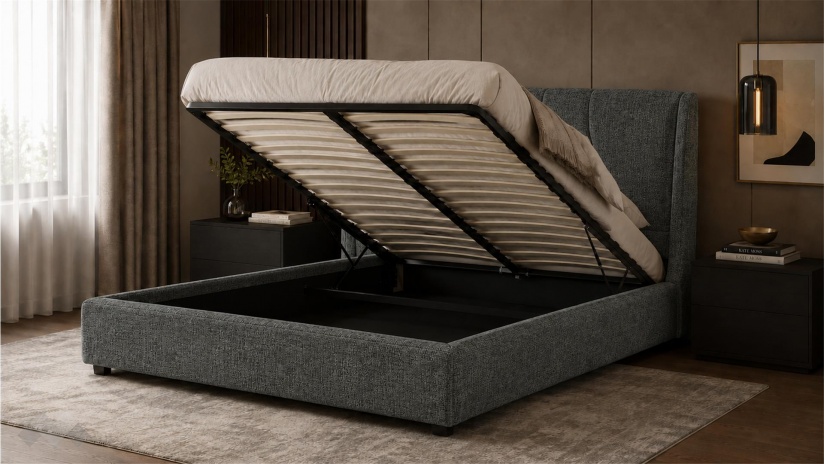 Тапицирана спалня 160/200 Дориан с включен матрак Sleep Nuvia 160/200 сив - изглед 2