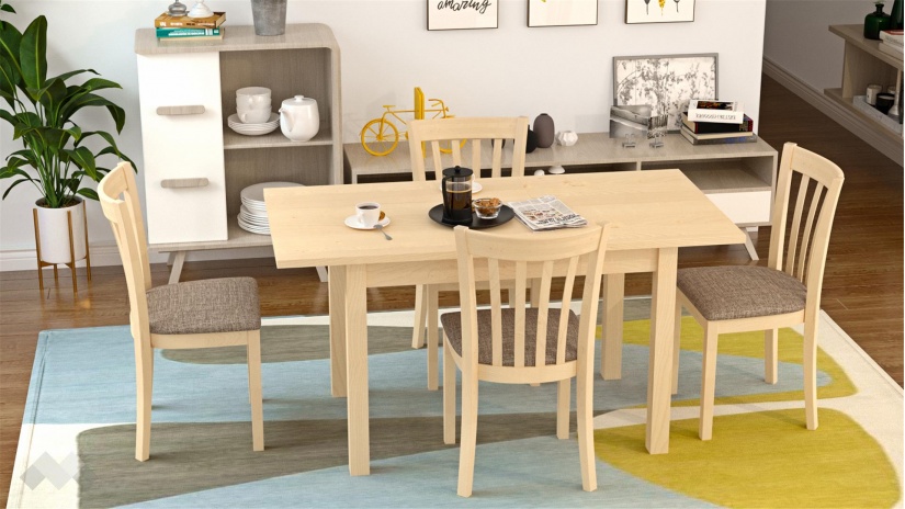 Трапезен комплект Нати M комплект със столове натурален - изглед 2 - МебелМаг Трапезен комплект Нати M комплект със столове натурален - изглед 2