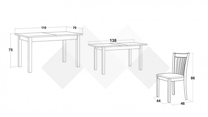 Трапезен комплект Нати M комплект със столове натурален - изглед 3 - МебелМаг Трапезен комплект Нати M комплект със столове натурален - изглед 3