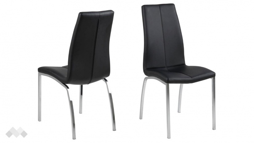 Трапезен стол Аска черен с хромирана основа - изглед 1 - МебелМаг Трапезен стол Аска черен с хромирана основа - изглед 1