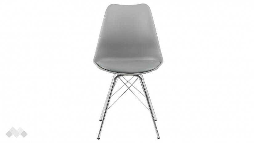 Трапезен стол Ерис сив с хромирана основа - изглед 1 - МебелМаг Трапезен стол Ерис сив с хромирана основа - изглед 1