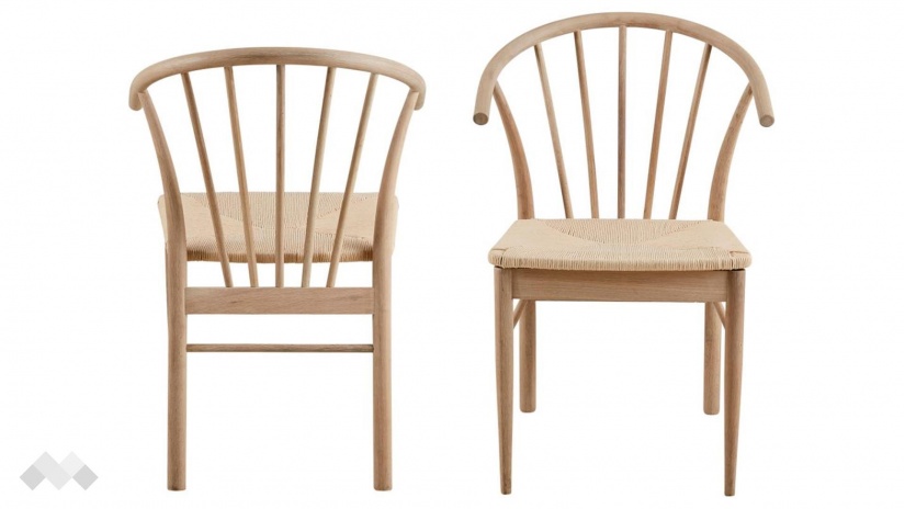 Трапезен стол Касандра светъл дъб с бежово - изглед 1