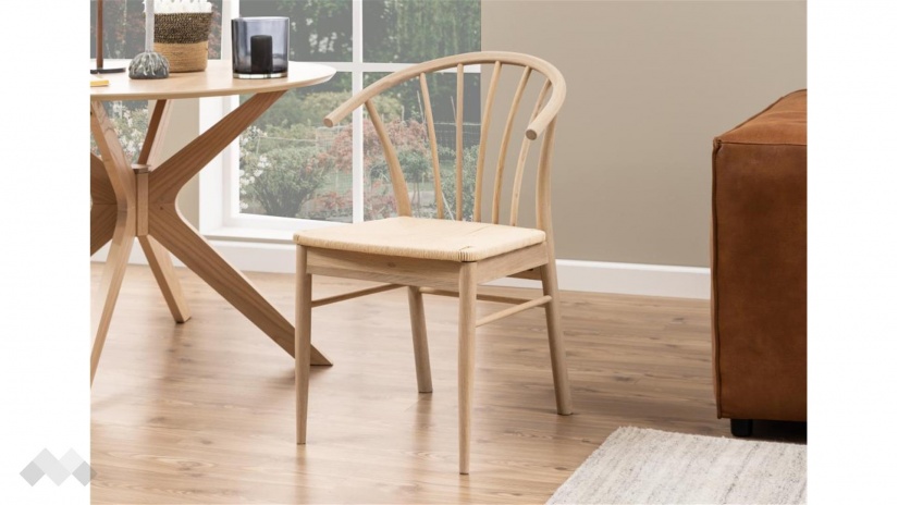 Трапезен стол Касандра светъл дъб с бежово - изглед 5