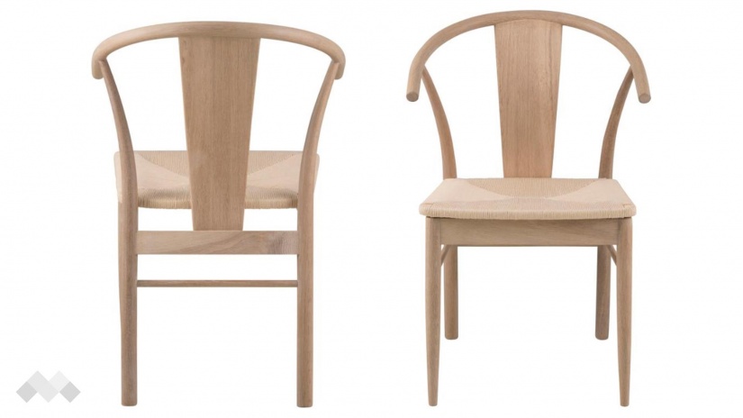 Трапезен стол Яник светъл дъб с бежово - изглед 1