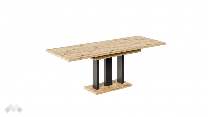 Трапезна маса Апиа разтегателни дъб артисан с черно - изглед 4 - МебелМаг Трапезна маса Апиа разтегателни дъб артисан с черно - изглед 4