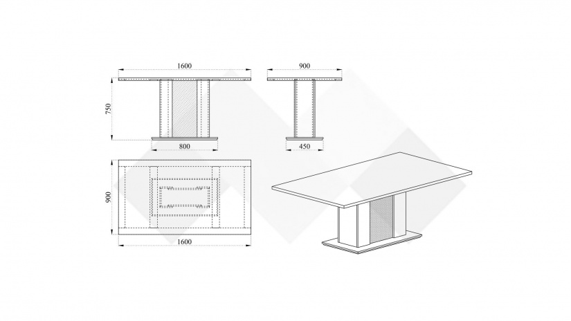 Трапезна маса Дина неразтегателни тъмна сонома - изглед 2 - МебелМаг Трапезна маса Дина неразтегателни тъмна сонома - изглед 2