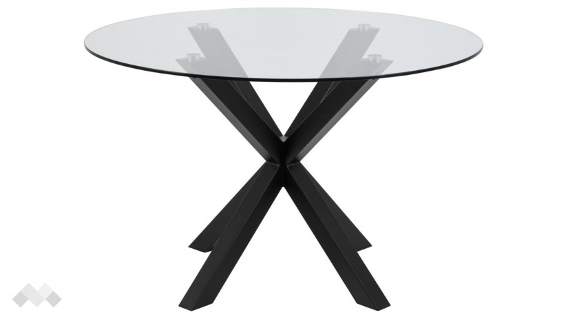 Трапезна маса Хевън неразтегателни стъкло с черна стомана - изглед 2 - МебелМаг Трапезна маса Хевън неразтегателни стъкло с черна стомана - изглед 2