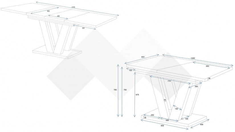 Трапезна маса Лареа разтегателни дъб артисан с черно - изглед 5 - МебелМаг Трапезна маса Лареа разтегателни дъб артисан с черно - изглед 5