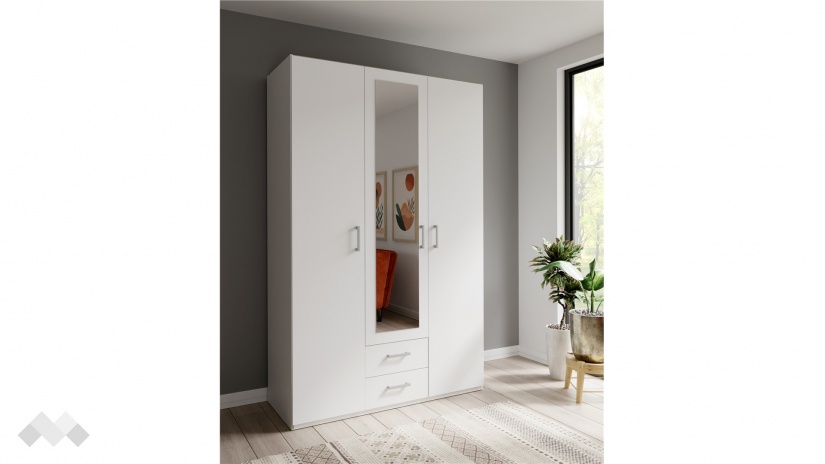 Гардероб Беатрис трикрилни бял - изглед 1