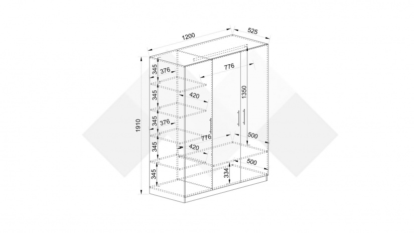 Гардероб Скай трикрилни нардо сив - изглед 4