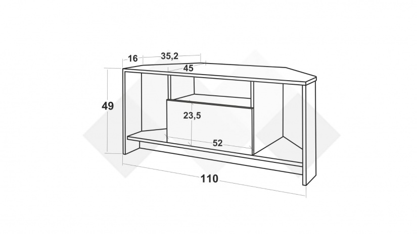 ТВ шкаф Блейк бял гланц - изглед 2 - МебелМаг ТВ шкаф Блейк бял гланц - изглед 2