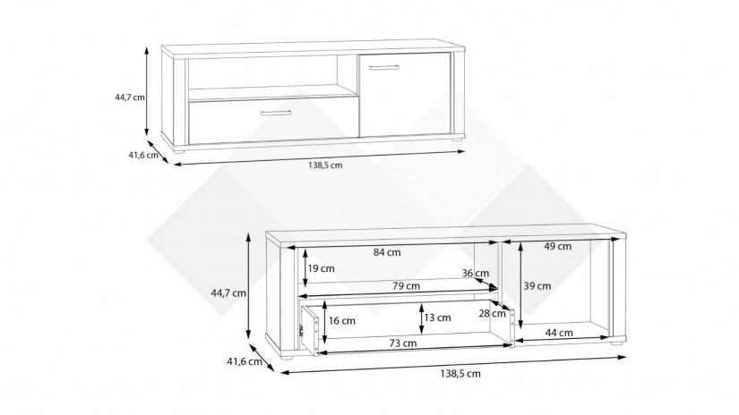 ТВ шкаф Дейлос дъб валенсия с крем - изглед 5 - МебелМаг ТВ шкаф Дейлос дъб валенсия с крем - изглед 5