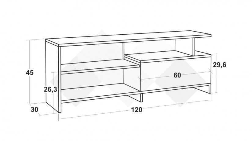 ТВ шкаф Кейти бял гланц - изглед 2 - МебелМаг ТВ шкаф Кейти бял гланц - изглед 2