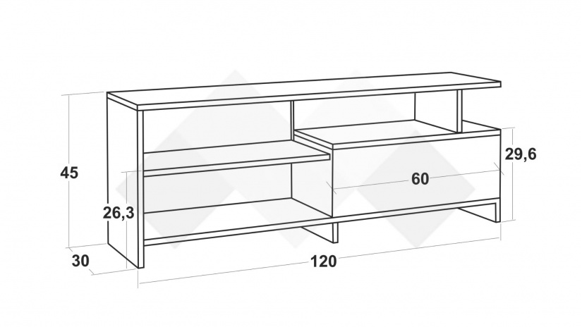 ТВ шкаф Кейти дъб суров - изглед 2 - МебелМаг ТВ шкаф Кейти дъб суров - изглед 2