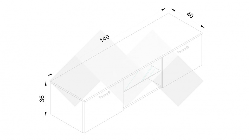 ТВ шкаф Муун бяло със сив гланц - изглед 2 - МебелМаг ТВ шкаф Муун бяло със сив гланц - изглед 2