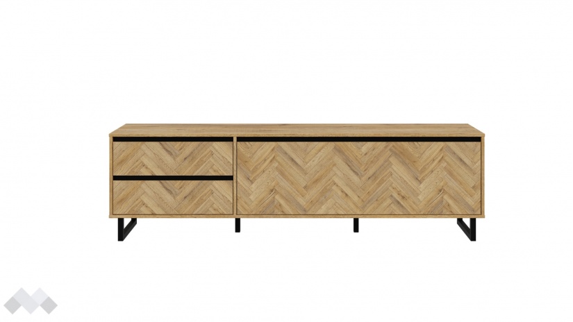 ТВ шкаф Никодис дъб натурал с черен мат и житен дъб - изглед 2 - МебелМаг ТВ шкаф Никодис дъб натурал с черен мат и житен дъб - изглед 2