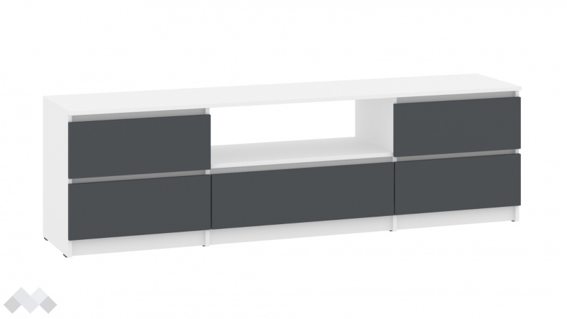 ТВ шкаф Никола бял с антрацит - изглед 2 - МебелМаг ТВ шкаф Никола бял с антрацит - изглед 2
