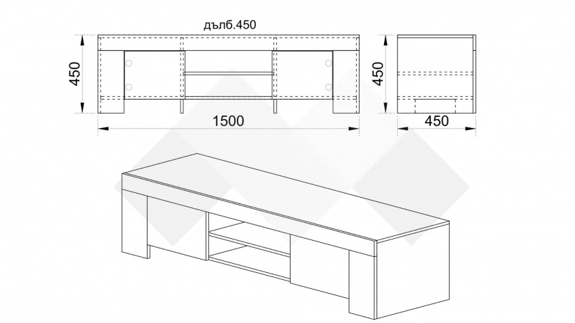 ТВ шкаф Софи дъб дакота - изглед 2 - МебелМаг ТВ шкаф Софи дъб дакота - изглед 2
