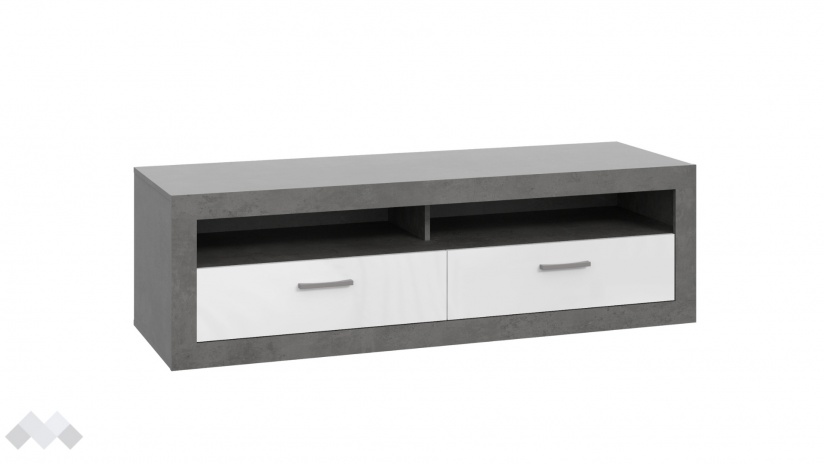 ТВ шкаф Требия сиво с бял гланц - изглед 4 - МебелМаг ТВ шкаф Требия сиво с бял гланц - изглед 4
