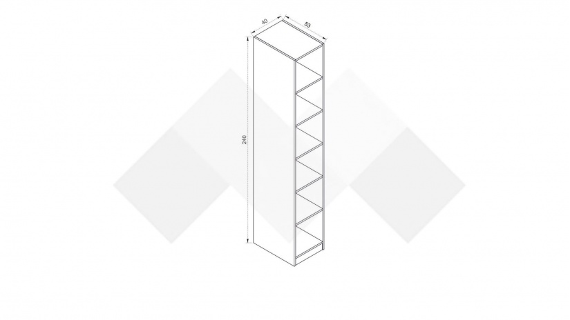 Висок шкаф етажерка Комо с открити рафтове дъб ърбан ойстър - изглед 2