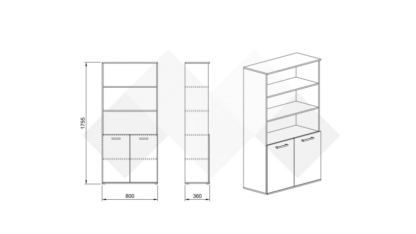 Висок шкаф Селтик келтски дъб със светло сиво - изглед 3 - МебелМаг Висок шкаф Селтик келтски дъб със светло сиво - изглед 3