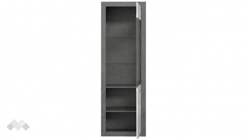 Висок шкаф Требия с витрина сиво с бял гланц - изглед 6 - МебелМаг Висок шкаф Требия с витрина сиво с бял гланц - изглед 6