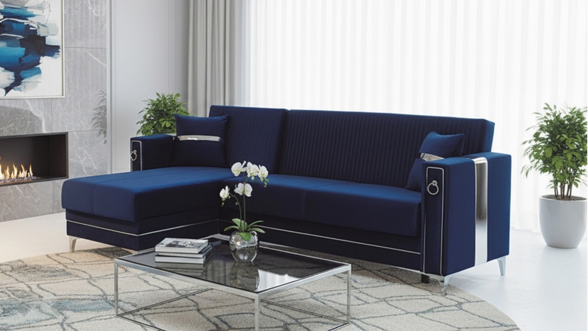Ъглов диван Дестини универсален ъгъл син - изглед 2 - МебелМаг Ъглов диван Дестини универсален ъгъл син - изглед 2