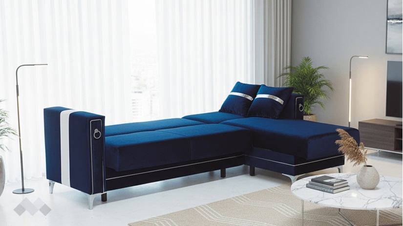 Ъглов диван Дестини универсален ъгъл син - изглед 7 - МебелМаг Ъглов диван Дестини универсален ъгъл син - изглед 7