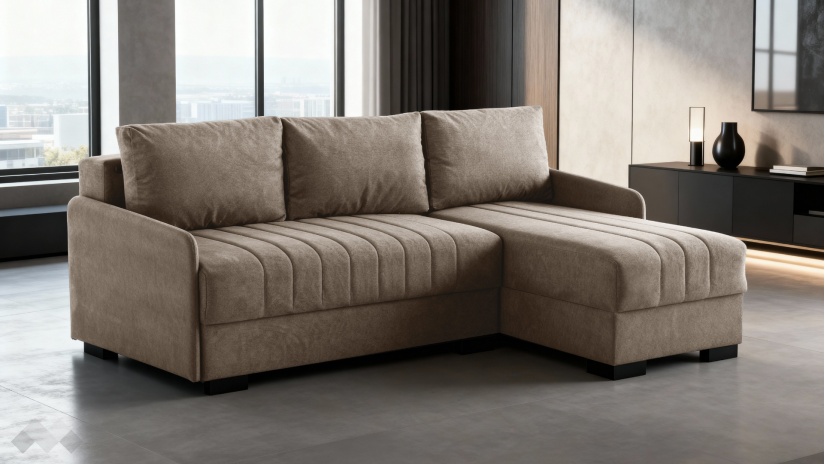 Ъглов диван Бета универсален ъгъл кафяв - изглед 1 - МебелМаг Ъглов диван Бета универсален ъгъл кафяв - изглед 1