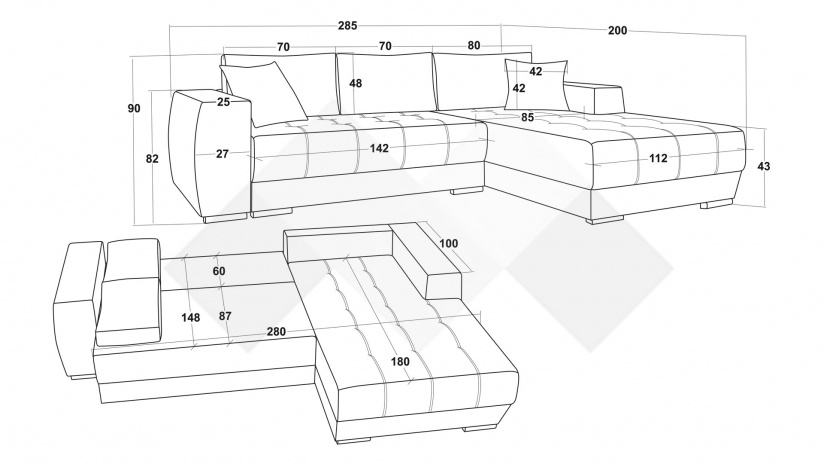 Ъглов диван Бомбай с посока кафяв - изглед 5