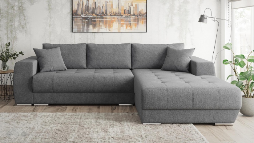 Ъглов диван Бомбай с посока сив - изглед 2 - МебелМаг Ъглов диван Бомбай с посока сив - изглед 2