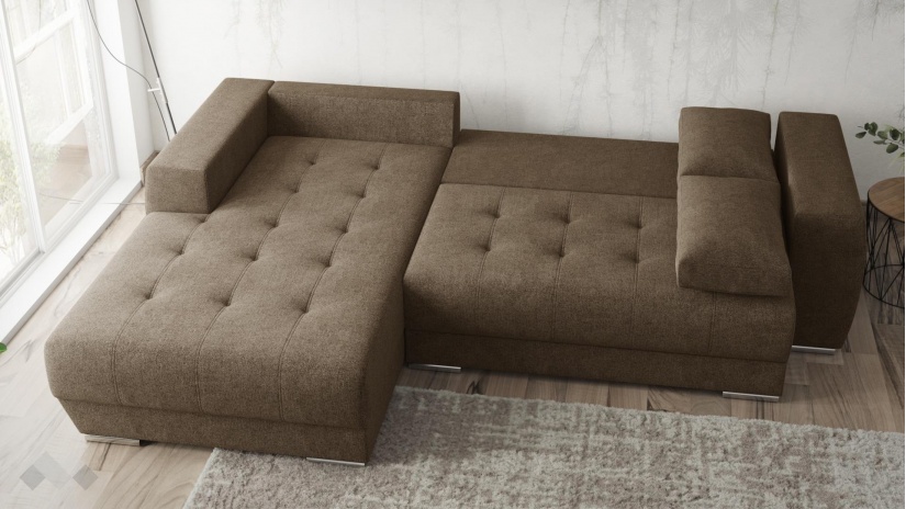 Ъглов диван Бомбай с посока кафяв - изглед 4 - МебелМаг Ъглов диван Бомбай с посока кафяв - изглед 4