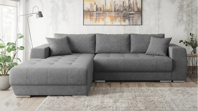 Ъглов диван Бомбай с посока сив - изглед 2 - МебелМаг Ъглов диван Бомбай с посока сив - изглед 2