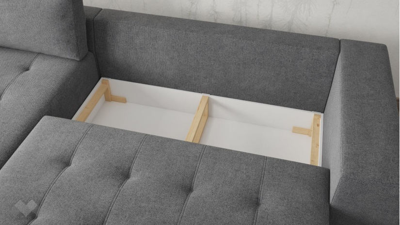 Ъглов диван Бомбай с посока сив - изглед 3 - МебелМаг Ъглов диван Бомбай с посока сив - изглед 3