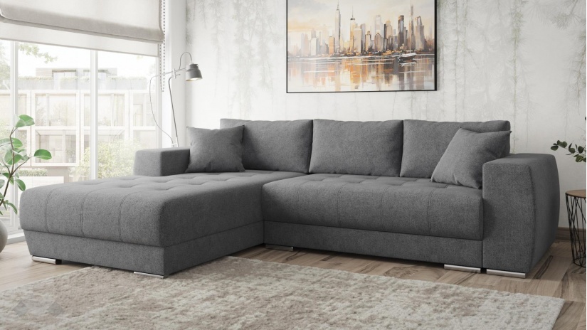 Ъглов диван Бомбай с посока сив - изглед 1 - МебелМаг Ъглов диван Бомбай с посока сив - изглед 1