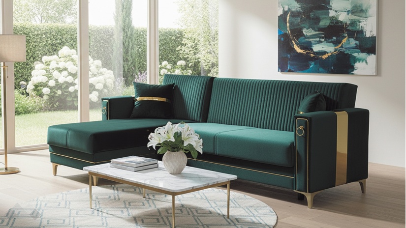 Ъглов диван Дестини универсален ъгъл зелен - изглед 2 - МебелМаг Ъглов диван Дестини универсален ъгъл зелен - изглед 2