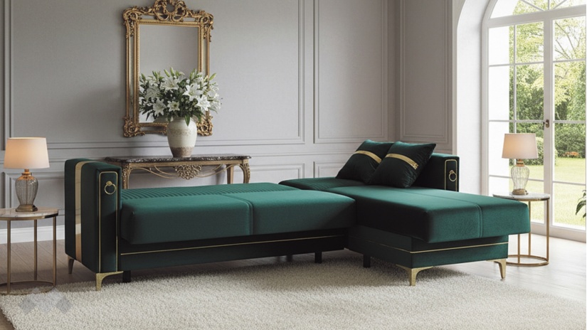 Ъглов диван Дестини универсален ъгъл зелен - изглед 7 - МебелМаг Ъглов диван Дестини универсален ъгъл зелен - изглед 7