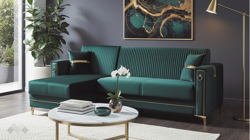 Ъглов диван Дестини универсален ъгъл зелен - изглед 4 - МебелМаг Ъглов диван Дестини универсален ъгъл зелен - изглед 4