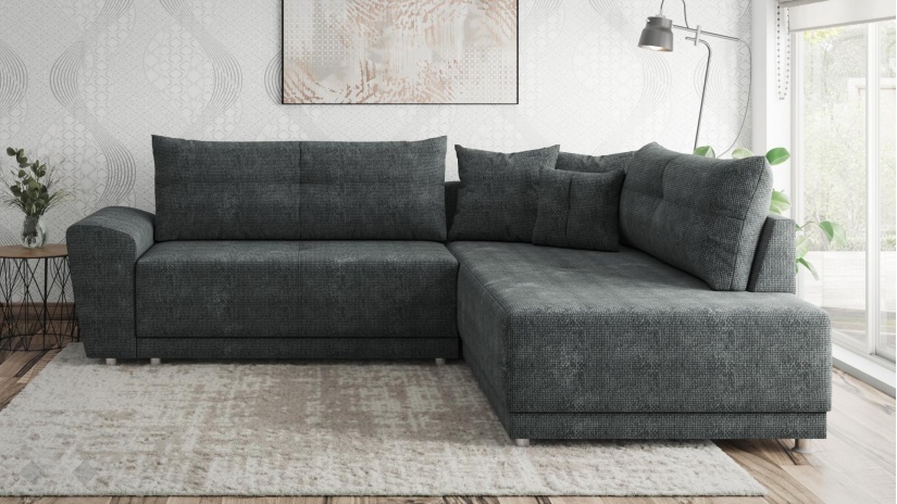 Ъглов диван Фабио с посока графит - изглед 2 - МебелМаг Ъглов диван Фабио с посока графит - изглед 2