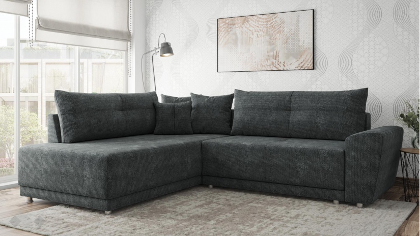 Ъглов диван Фабио с посока графит - изглед 1 - МебелМаг Ъглов диван Фабио с посока графит - изглед 1