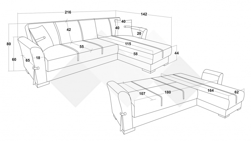 Ъглов диван Флоранс универсален ъгъл сив - изглед 9 - МебелМаг Ъглов диван Флоранс универсален ъгъл сив - изглед 9