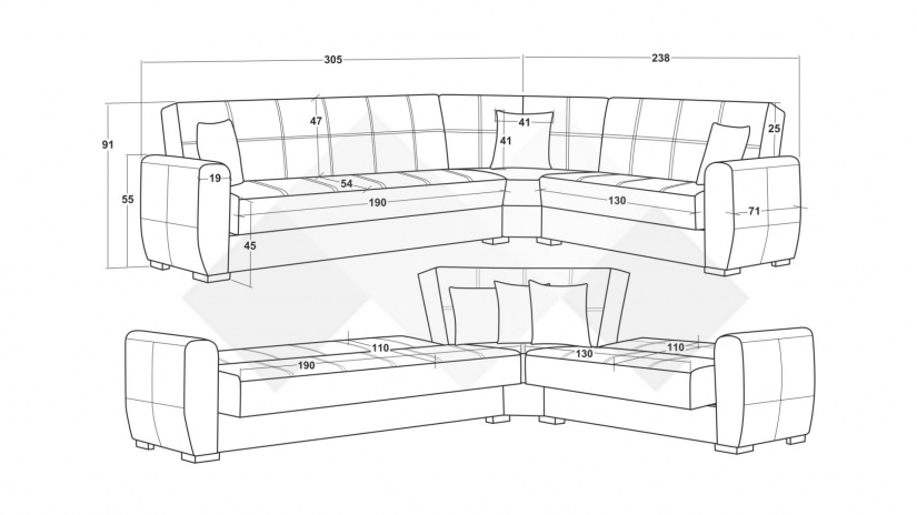 Ъглов диван Гранд универсален ъгъл сив - изглед 9 - МебелМаг Ъглов диван Гранд универсален ъгъл сив - изглед 9
