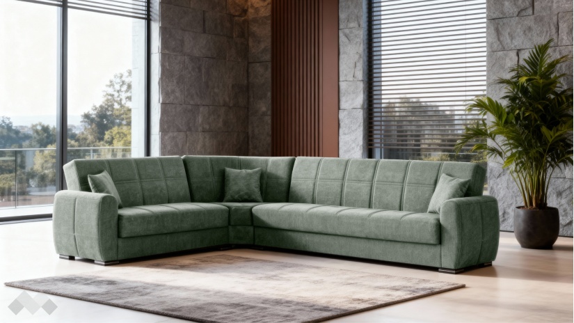 Ъглов диван Гранд универсален ъгъл зелен - изглед 2 - МебелМаг Ъглов диван Гранд универсален ъгъл зелен - изглед 2