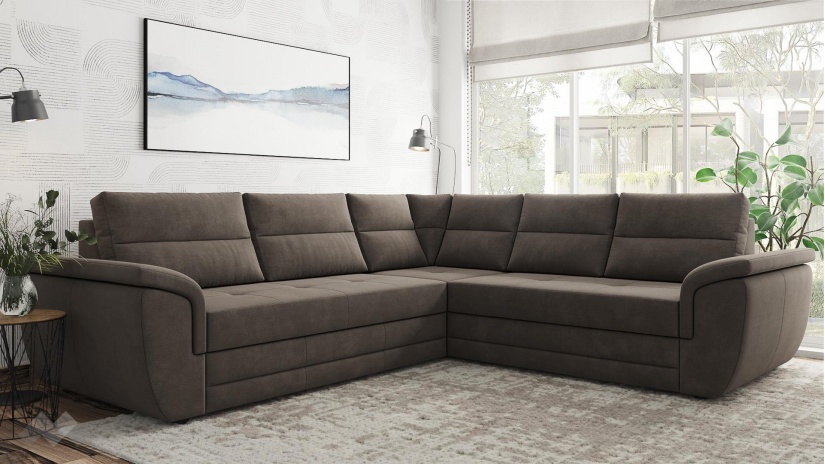 Ъглов диван Моника с посока кафяв - изглед 1