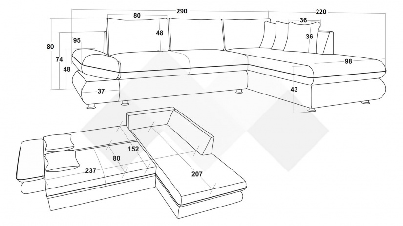 Ъглов диван Монтело с посока сив - изглед 5